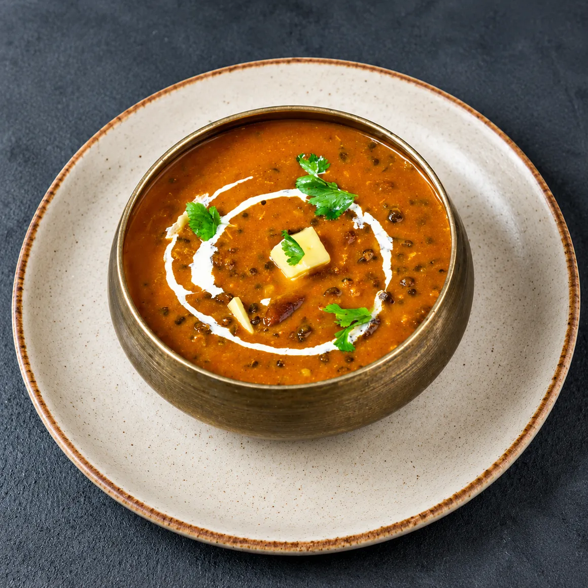 Dal Makhani — slow-cooked black lentils in buttery gravy at Saanjh 24-7 Pure Vegetarian Restaurant Winnipeg